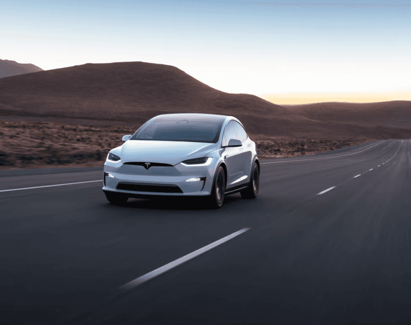 tesla model x on road