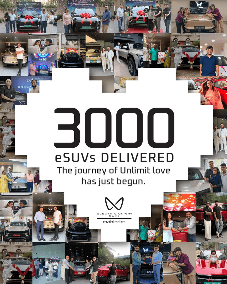 Mahindra Hits 3,000 EV Deliveries for XEV 9e & BE 6