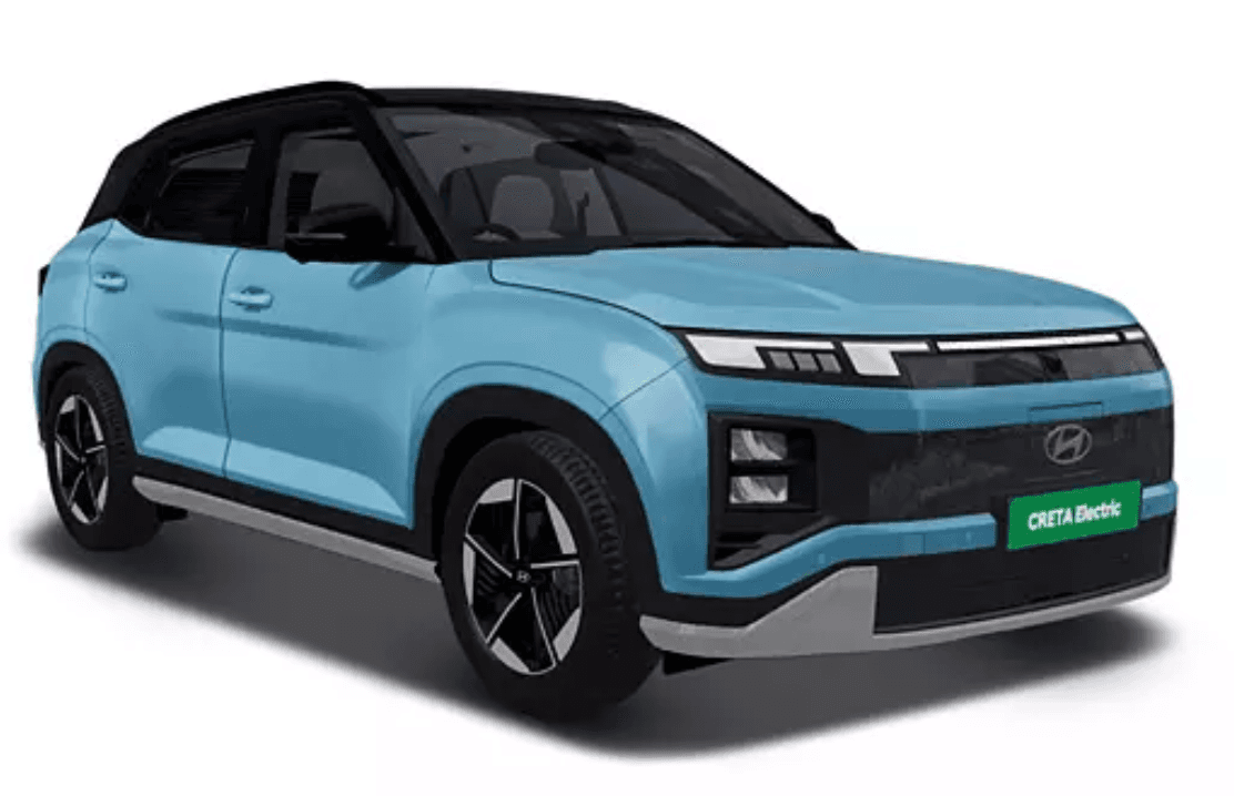 hyundai creta ev Ocean Blue Metallic with black roof